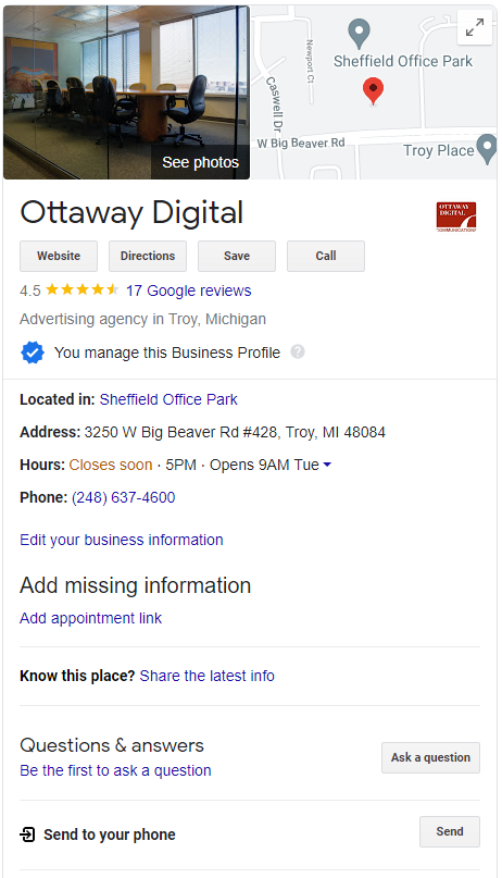 Ottaway Digital's GMB Profile